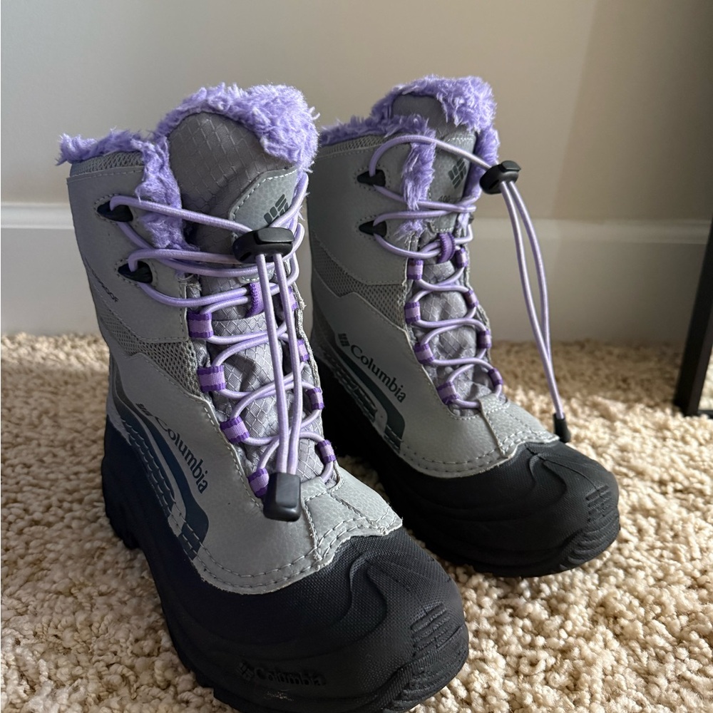 Columbia Lavender and Gray Kids' Insulated Snow Boots